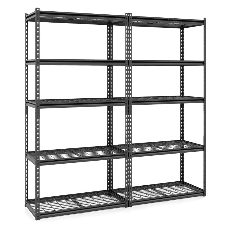 5-tier heavy-duty metal shelving unit set of 2 with adjustable wire racks, ideal for garage or warehouse storage.
