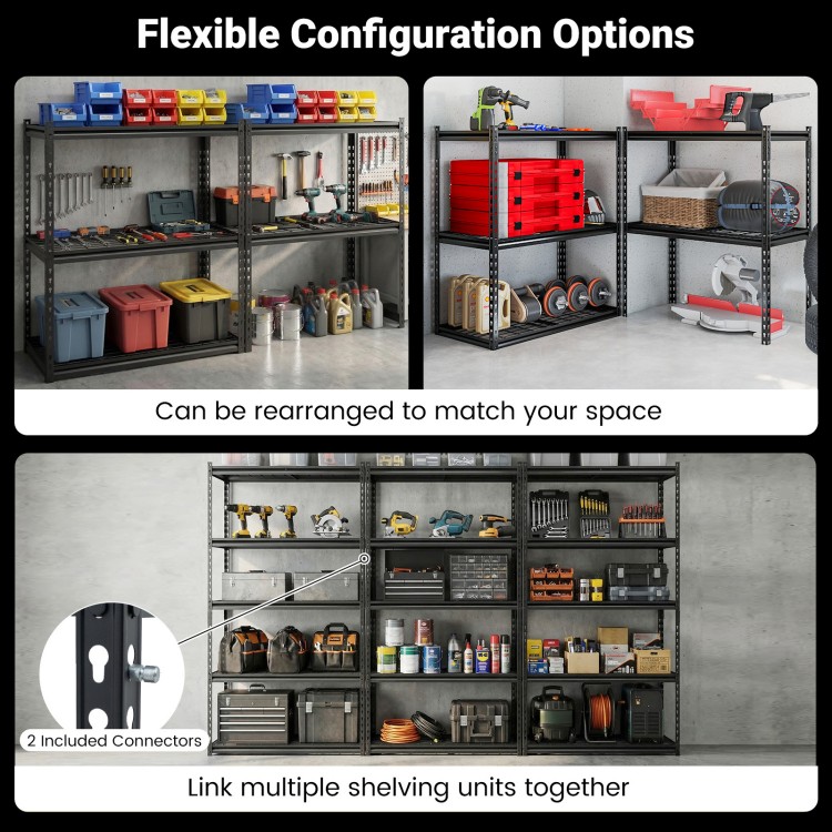 5-tier heavy-duty metal shelving unit set of 2 with adjustable wire racks, ideal for garage and warehouse organization.