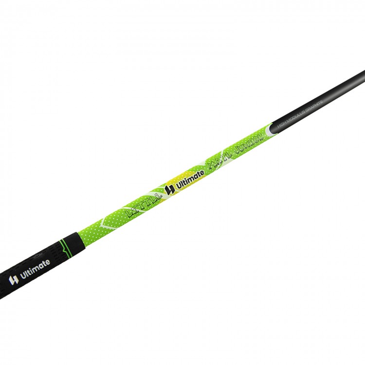 Junior complete golf club set in green with lightweight stand bag, adjustable straps, and graphite shafts for kids aged.