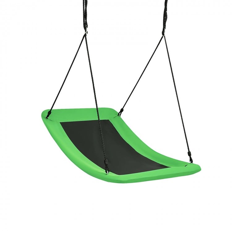 Green 60-inch platform tree swing with adjustable ropes, made of durable Oxford fabric and solid steel frame for.