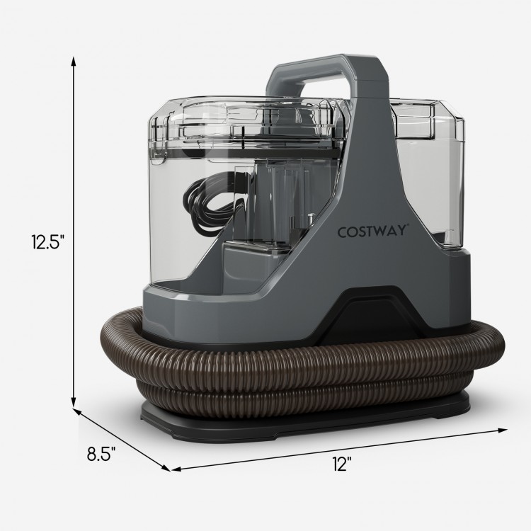 600W upholstery cleaner machine in gray with 15Kpa suction, compact design, and versatile attachments for deep stain.