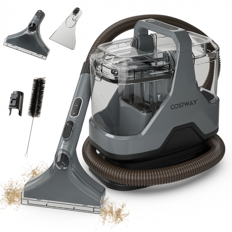 Upholstery cleaner machine with powerful 15Kpa suction, versatile attachments, and large capacity water tanks for.