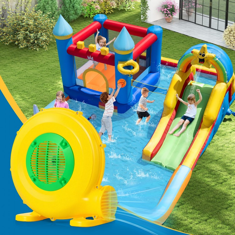 610W bounce house blower with handle, designed for quick inflation and secure operation of inflatables.