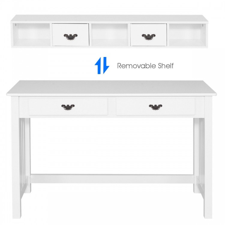 Home Office Writing Mission Computer Desk with 4 drawers and removable shelf for organized workspace efficiency.