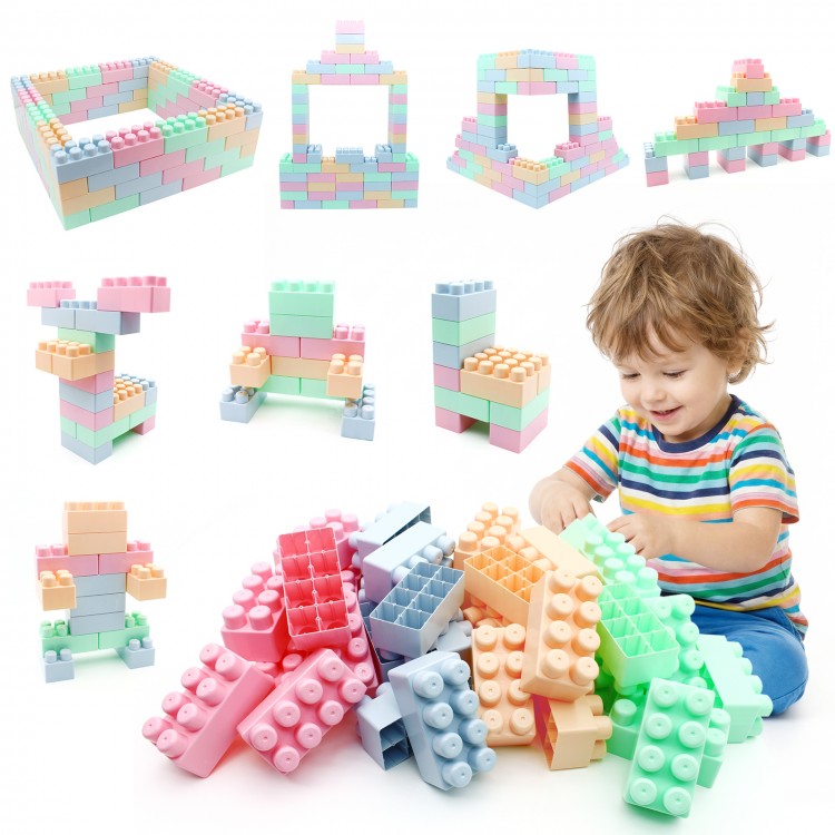 Colorful 64 pcs building blocks set for toddlers, promoting creativity and fine motor skills through imaginative play.