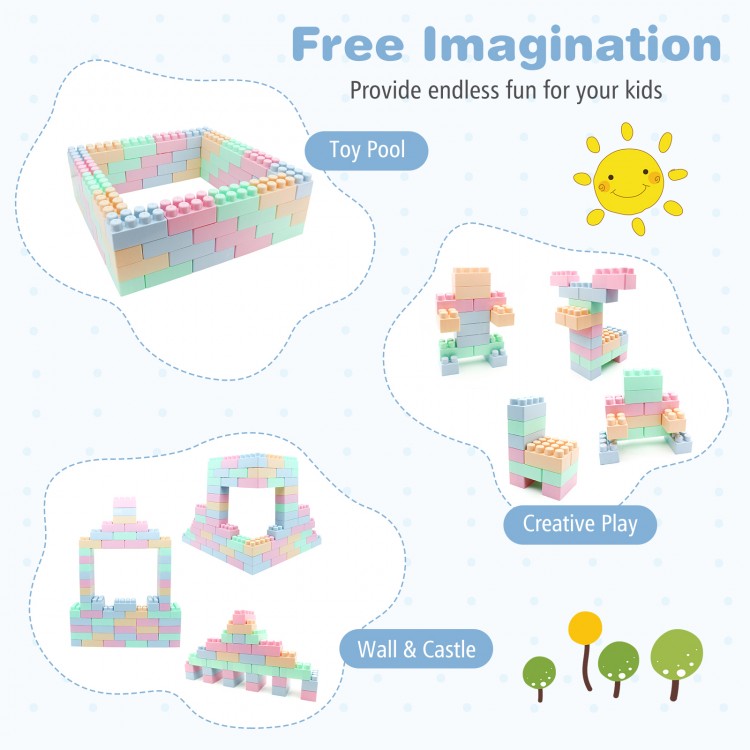 Colorful 64 pcs building blocks set for toddlers, perfect for creative play, toy pool, and castle building.