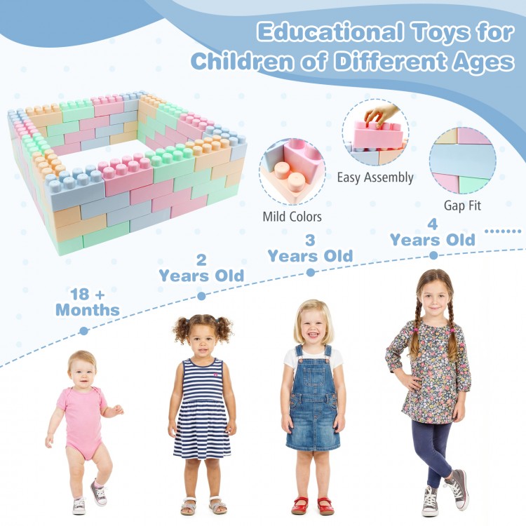 64 pcs building blocks in mild colors for toddlers, promoting creativity and fine motor skills for ages 18 months and.
