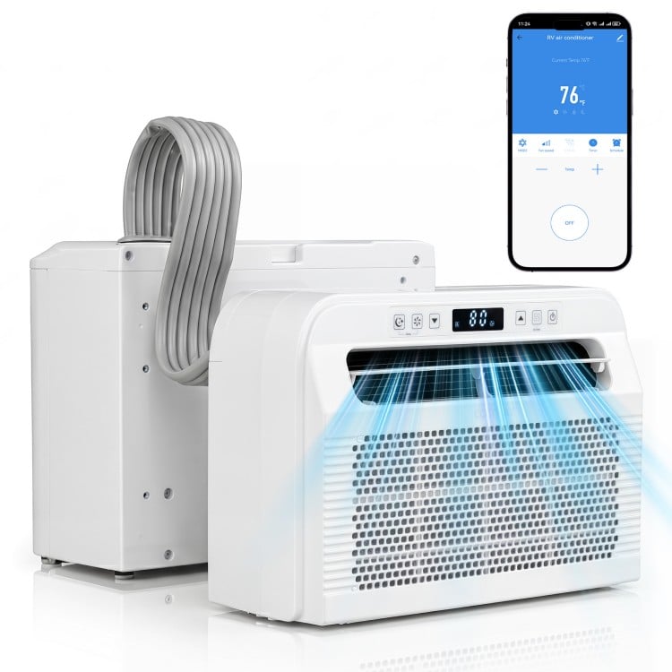 6500 BTU window AC unit with WiFi control, quiet operation, and a 24H timer, ideal for spaces up to 120 sq.ft.
