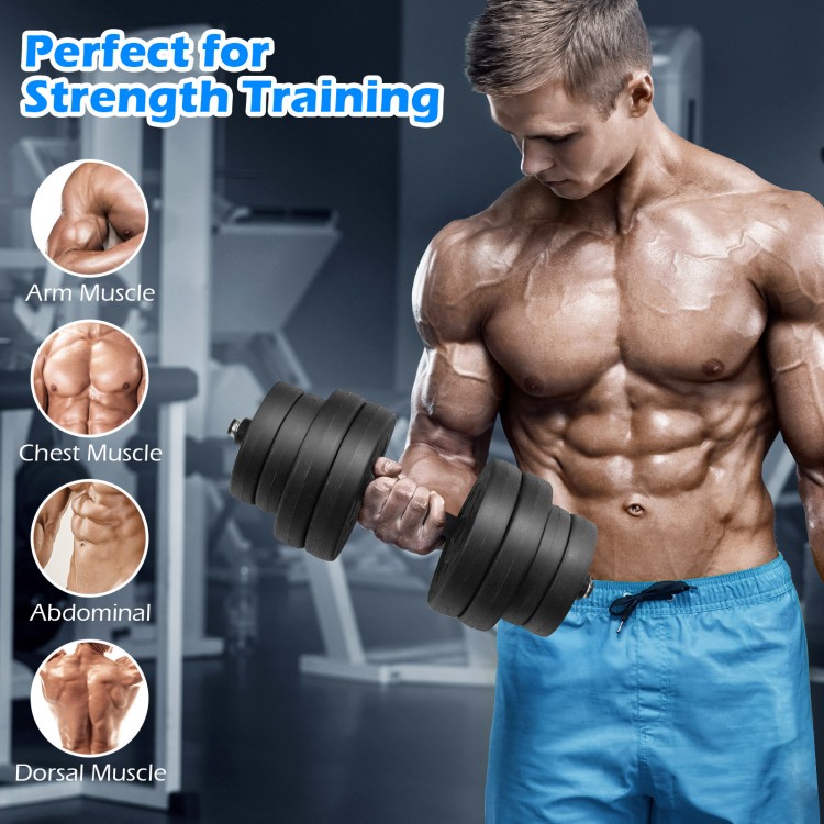 Adjustable 66 lbs fitness dumbbell set with ergonomic handle, perfect for strength training at home or office.