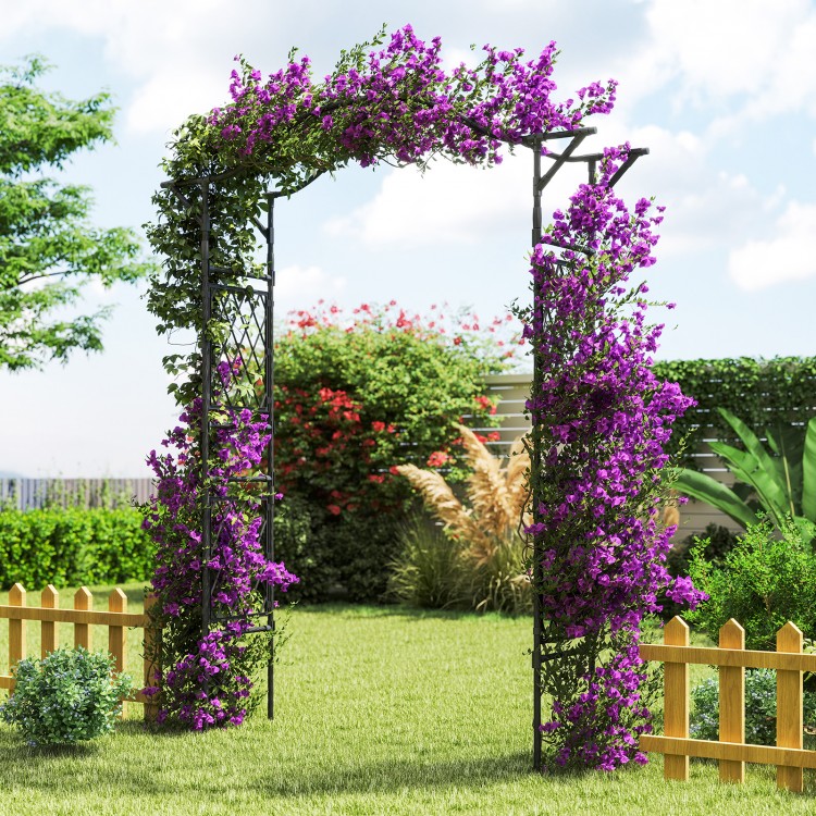 Garden arch trellis made of PE-coated metal, 67 x 83 inches, ideal for climbing plants and garden entrances.