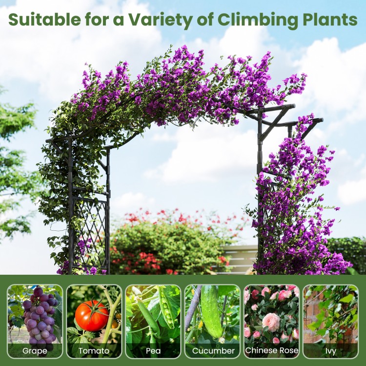Garden arch trellis for climbing plants, made of weather-resistant PE-coated metal, ideal for garden entrances and.