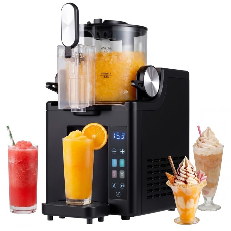 COSTWAY slushie machine with 68 oz capacity, LED display, and four presets for making frozen drinks at home.