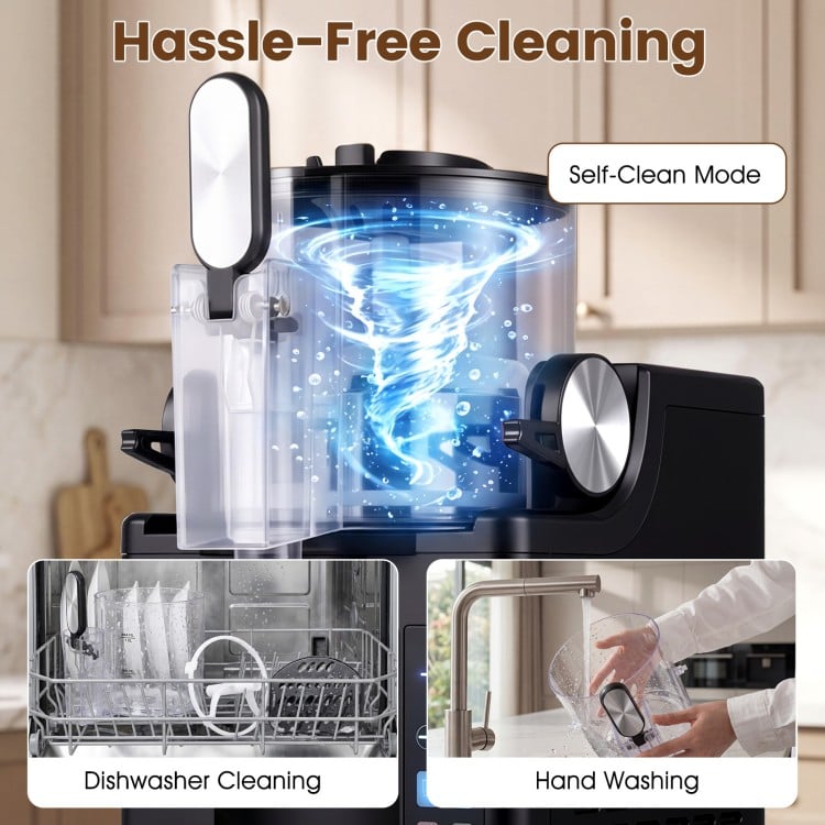 Self-cleaning feature of the 68 oz Frozen Drink Maker allows for hassle-free maintenance with dishwasher and hand washing options.