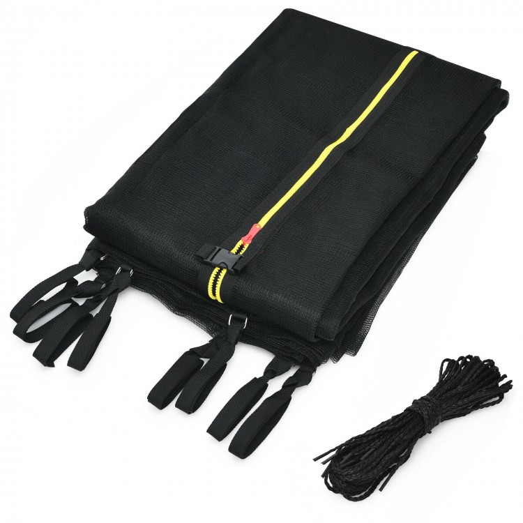 Replacement trampoline safety enclosure net with double-headed zipper, made of durable PE material for all-around.