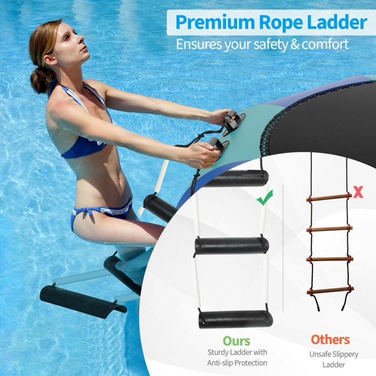 Rope ladder with anti-slip protection for the 12 Feet Inflatable Splash Padded Water Bouncer, ensuring safe boarding.