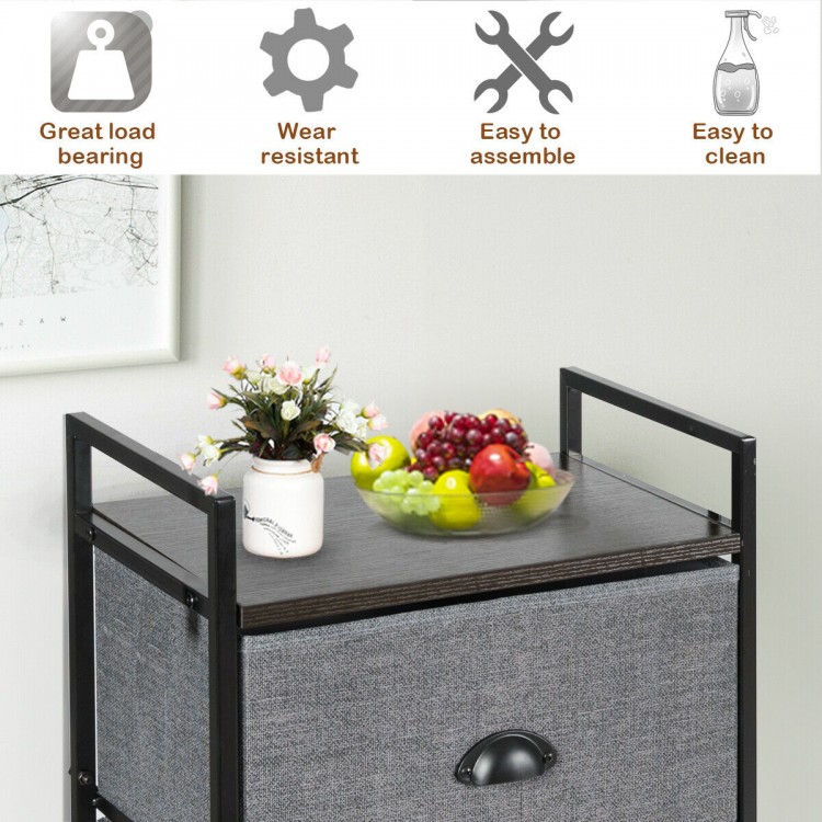 3-in-1 portable dresser with 8 fabric drawers and metal rack, featuring a sturdy design for versatile storage solutions.