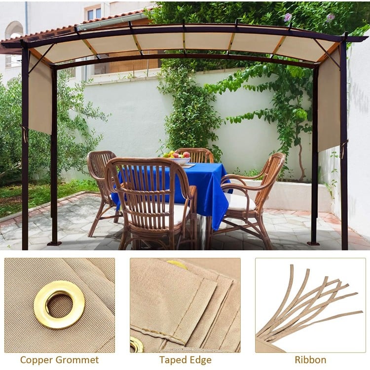 Replacement canopy cover for 6.7 x 17 feet pergola, waterproof, UV-coated, perfect for providing shade and style.
