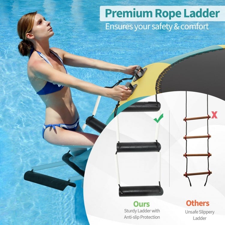 Rope ladder with anti-slip protection for the 15 Feet Inflatable Splash Padded Water Bouncer, ensuring safe boarding.