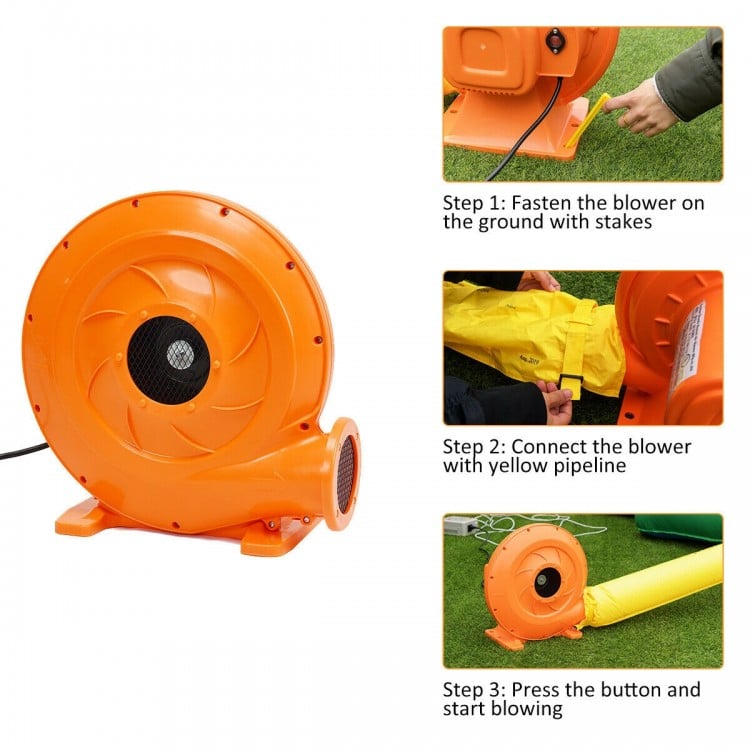 Hippo inflatable bounce house blower with 740W power, designed for easy setup and fun water play for kids.