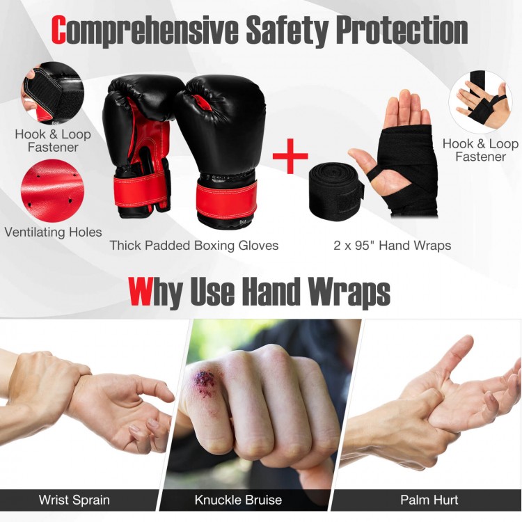 Black punching gloves with thick padding and air vent holes, designed for kids' karate and taekwondo training.