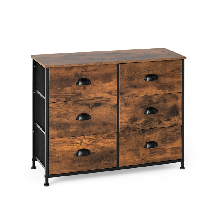 6 Fabric Drawers Storage Chest with Wooden Top - Gallery View 1 of 10