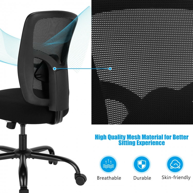 Close-up of the breathable mesh backrest of the 400LBS Big and Tall Office Chair, designed for comfort and support.
