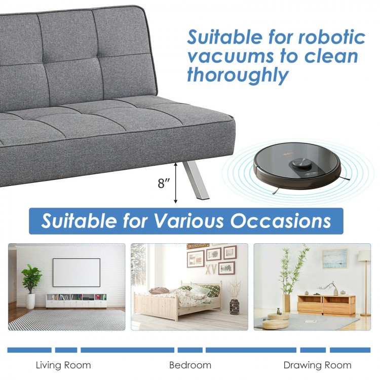 3-seat convertible sofa bed in breathable linen fabric, adjustable angles, ideal for living room, bedroom, or drawing.