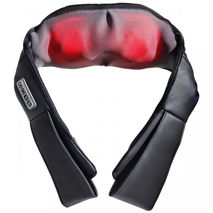 Electric back and neck kneading shoulder massager with heat, featuring 8 massage nodes for muscle relaxation and.