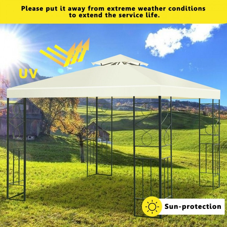 10x10 feet patio gazebo canopy tent with a double tier roof, sturdy steel frame, perfect for outdoor activities.