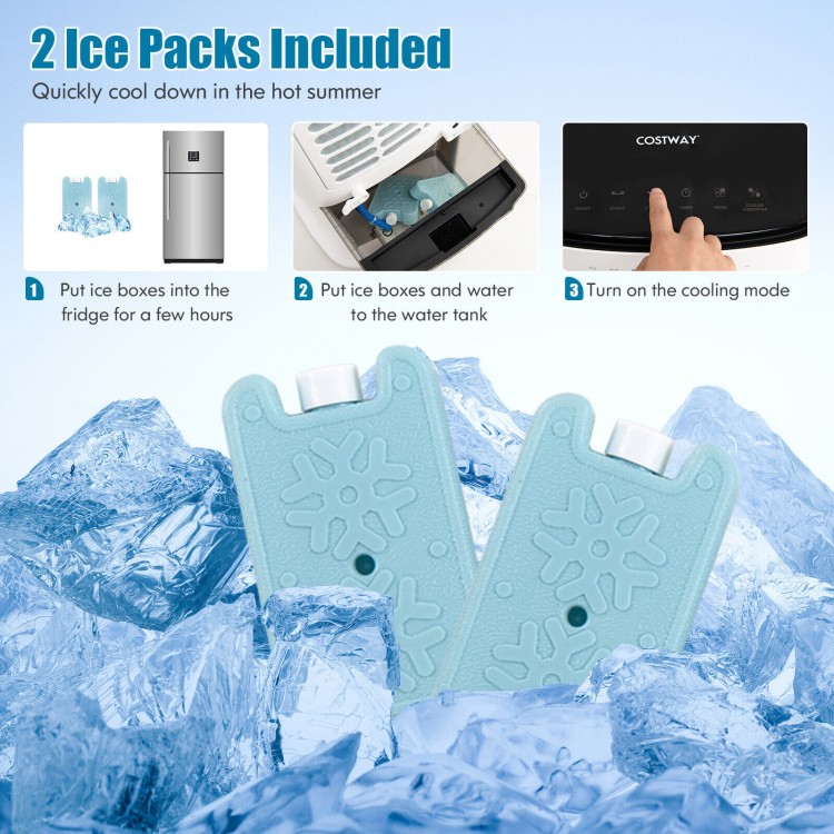 Two ice packs included for the 3-in-1 evaporative air cooler, enhancing cooling efficiency during hot summer days.