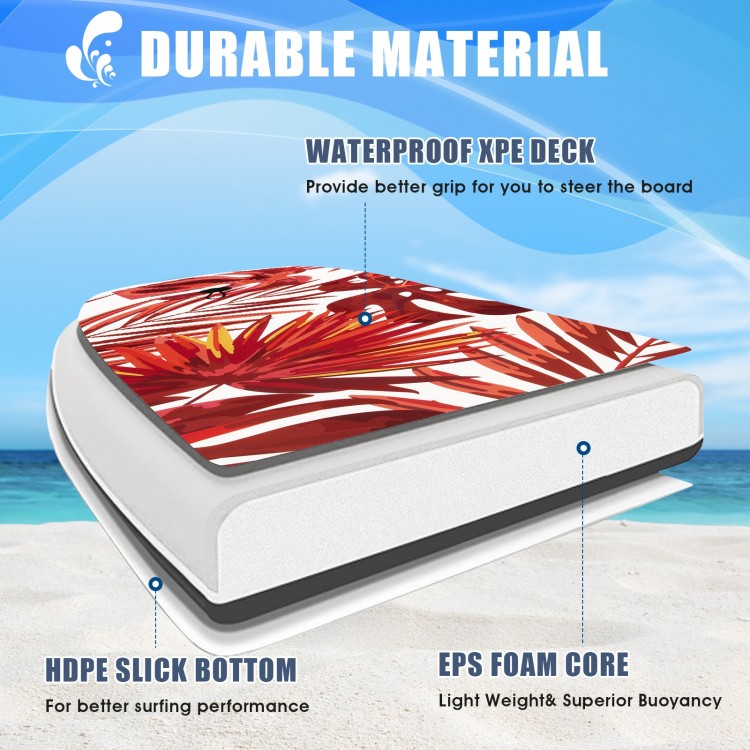 Lightweight 37-inch surfboard with waterproof XPE deck and EPS core, ideal for kids and adults at the beach or water.