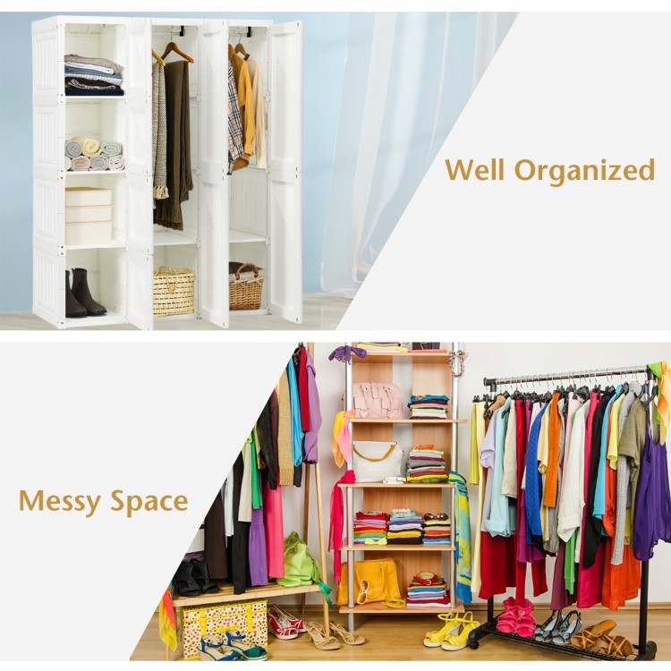 Foldable closet organizer with 12 cubby storage, featuring magnet doors, ideal for compact living spaces and easy.