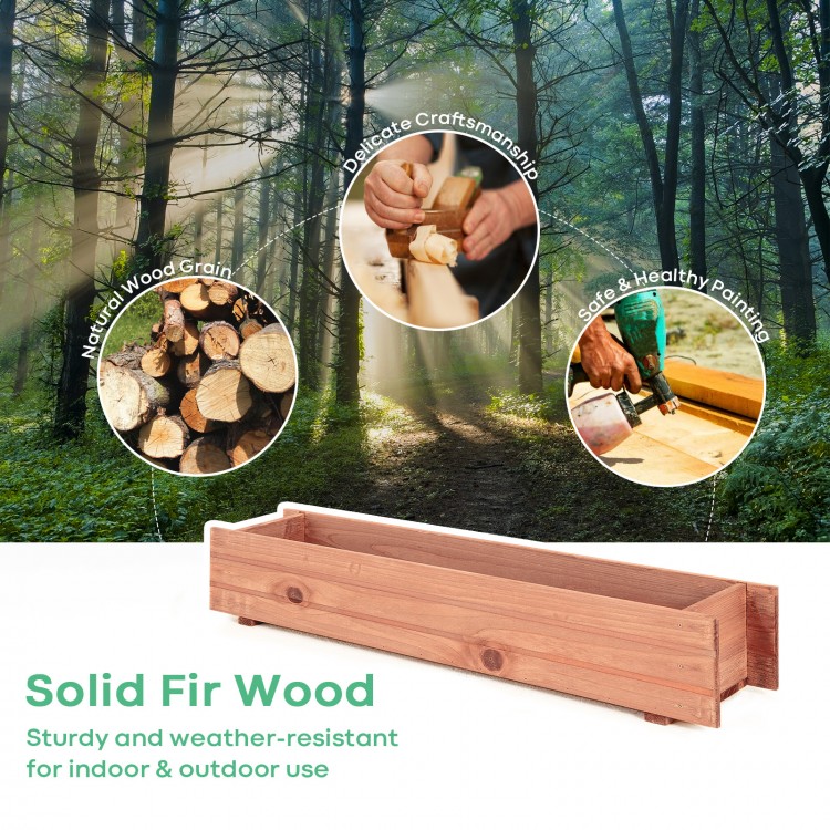 Wooden decorative raised garden bed made of solid fir wood, perfect for indoor and outdoor use, featuring drainage.