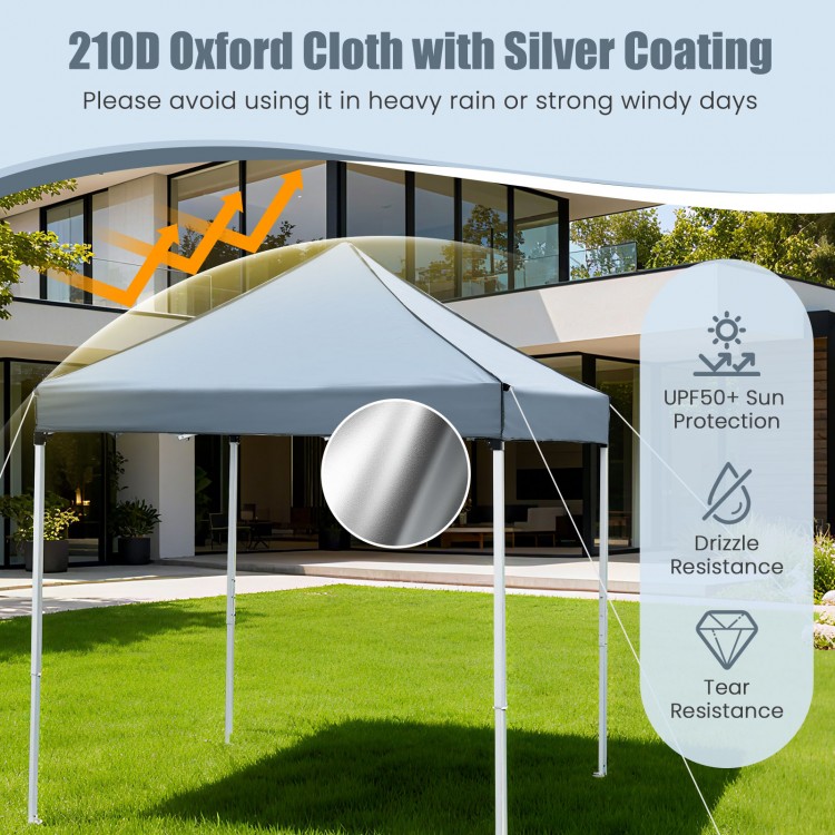 Pop up canopy tent with grey 210D oxford cloth, featuring 4 sidewalls, ideal for outdoor events and protection from sun.