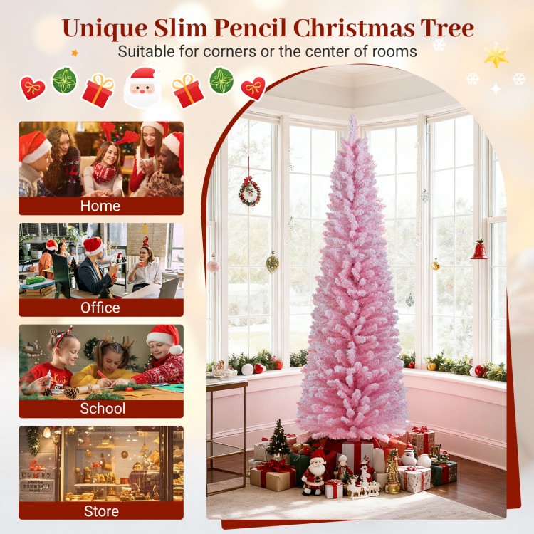 6 FT artificial pink Christmas tree with 460 branch tips, perfect for holiday decor in homes, offices, or stores.