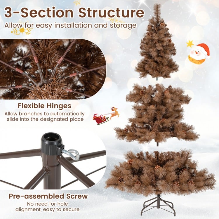 6 feet artificial Christmas tree with 493 branch tips, flexible hinges, and pre-assembled stand for easy setup and.