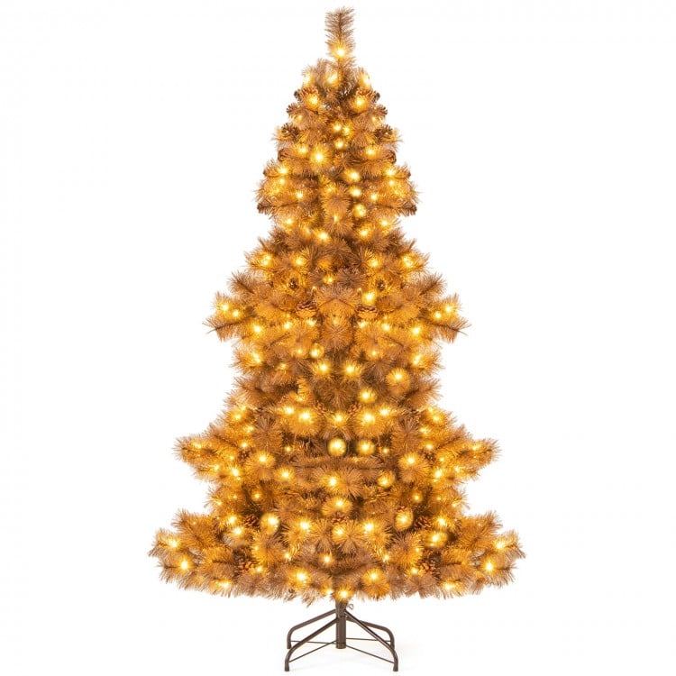 6-foot artificial Christmas tree with 493 branch tips and 200 warm white LED lights, perfect for festive gatherings.