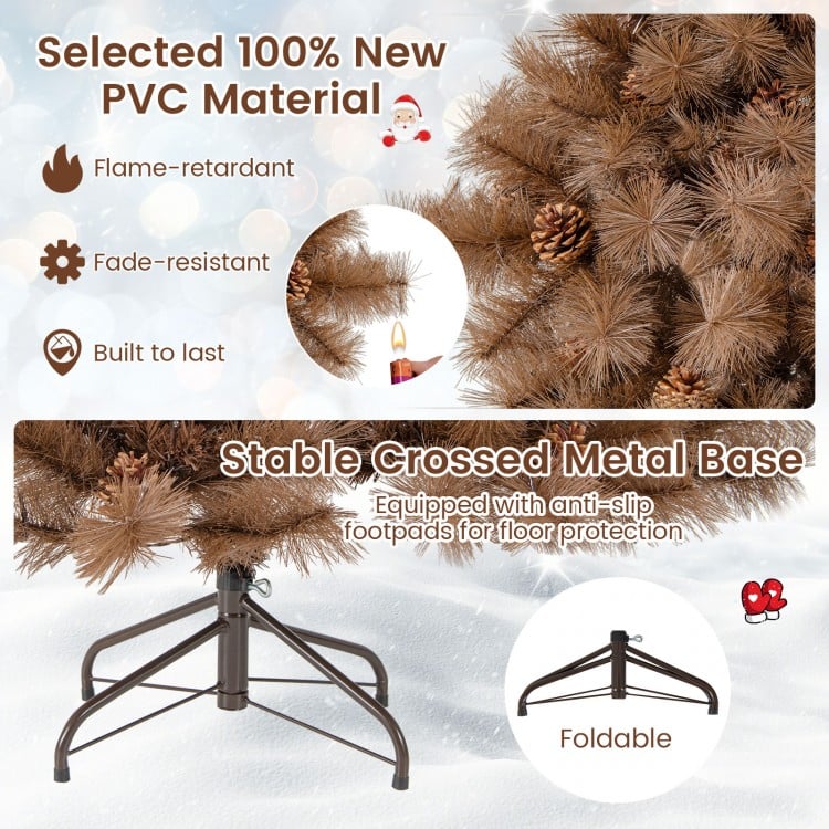 6 feet artificial Christmas tree with 493 branch tips, featuring a foldable metal base and realistic PVC material for.