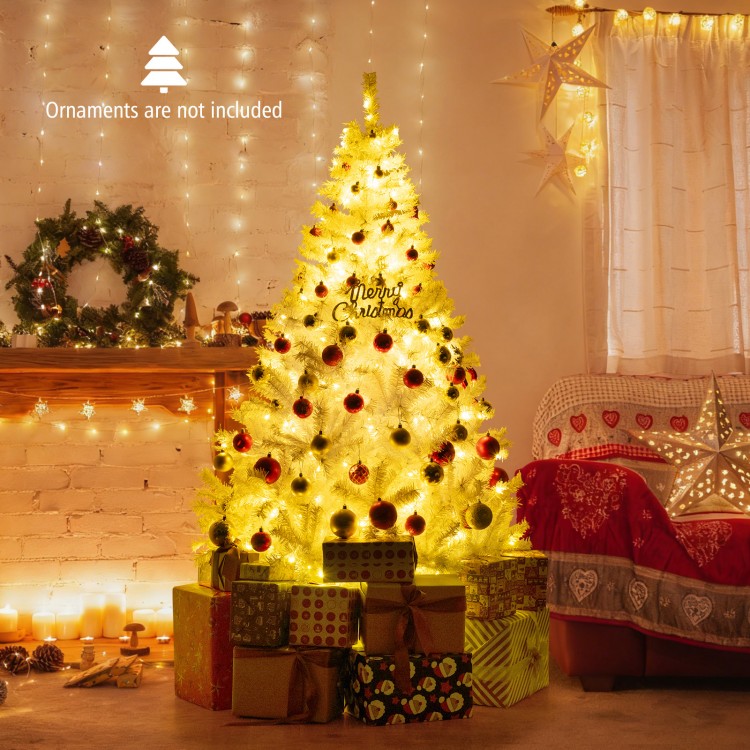 6 feet pre-lit artificial Christmas tree with 280 LED lights, featuring 11 lighting modes, perfect for festive decor.