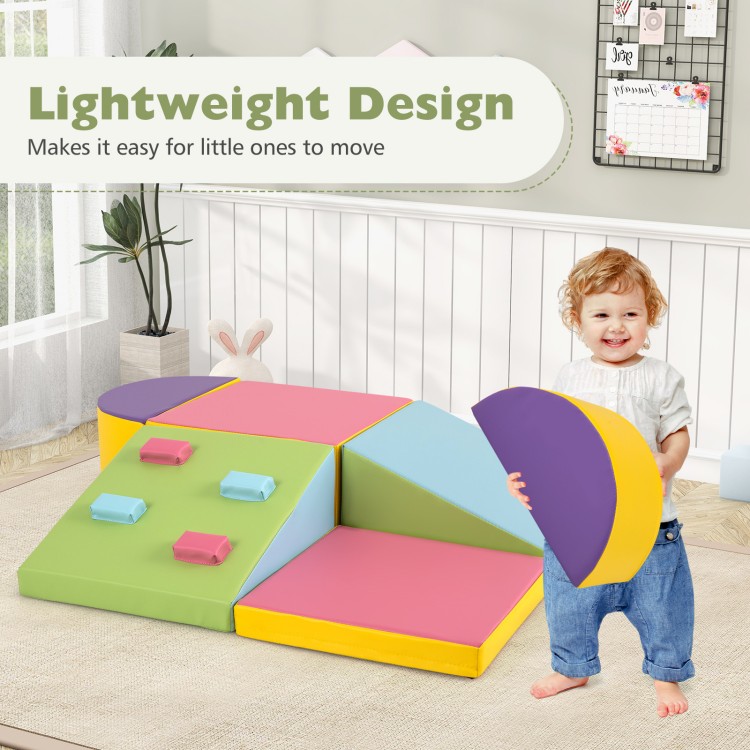 Colorful 6-piece foam climbing blocks with lightweight design, perfect for kids to promote developmental skills and.