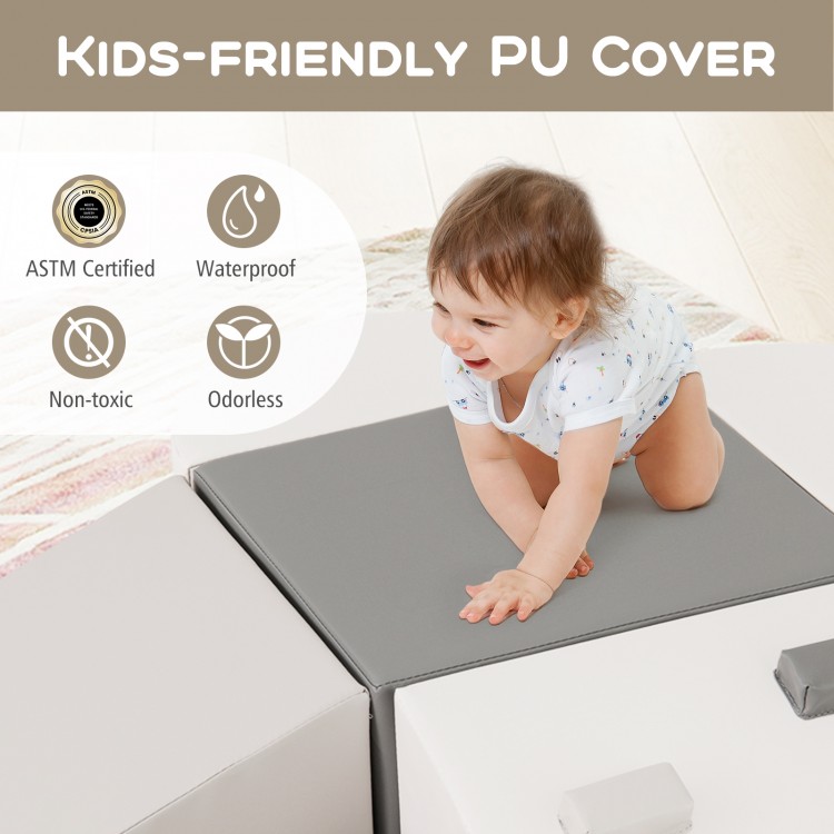 Soft play set for toddlers featuring a waterproof PU cover, ideal for climbing and promoting developmental skills.