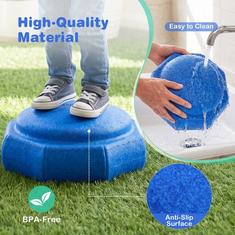 Bright blue 6-piece stepping stone for kids, made from high-quality EPP material, ideal for sensory play and.