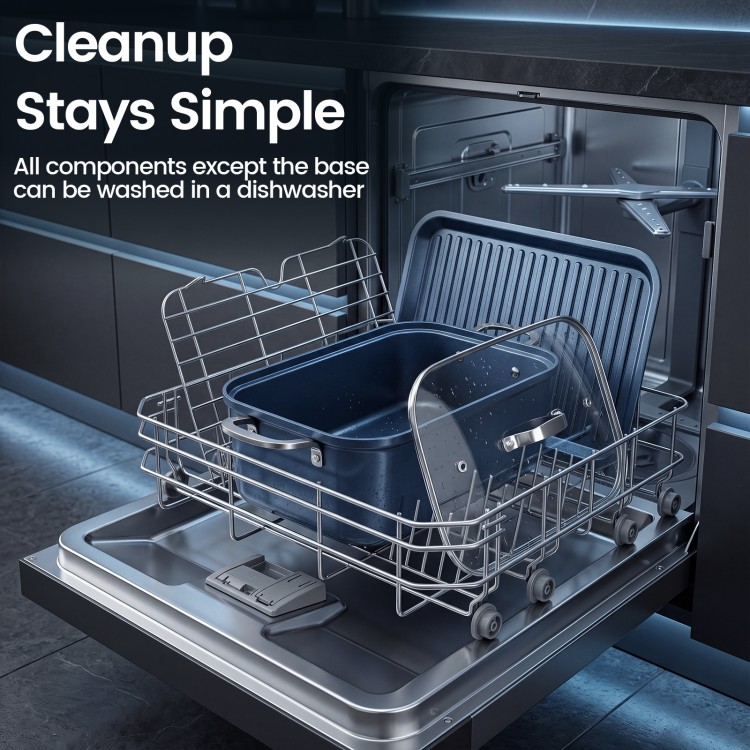 Dishwasher-safe components of the X Quart Multi Cooker ensure easy cleanup after preparing meals for the family.