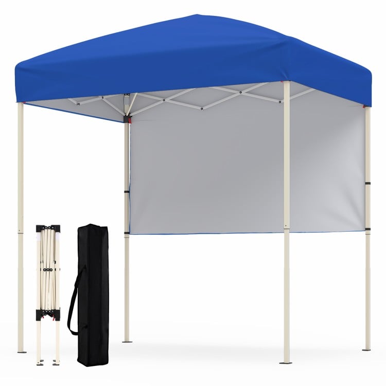 Blue 6 x 4 FT pop-up canopy tent with half sidewall, ideal for outdoor events, camping, and easy setup.
