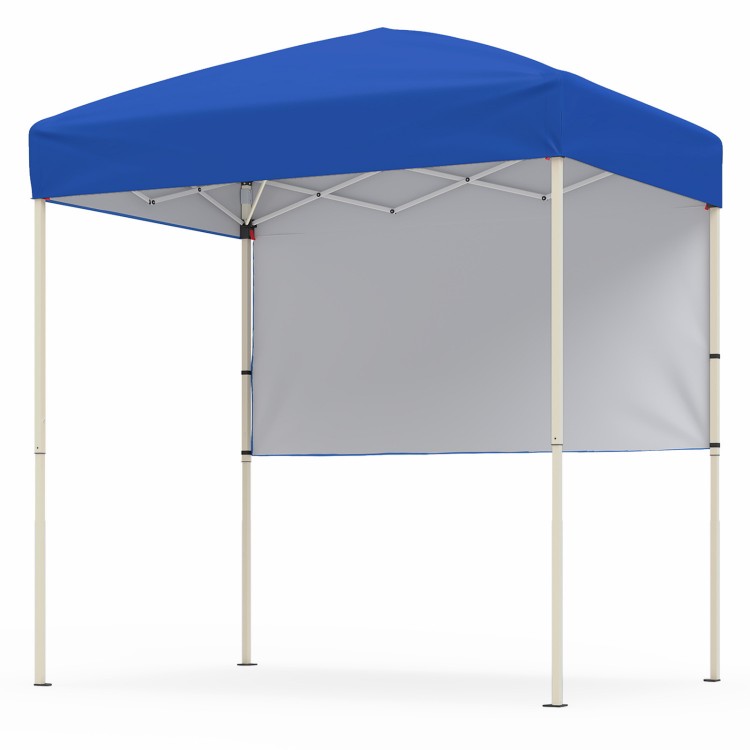 Blue 6 x 4 FT pop-up canopy tent with half sidewall, ideal for outdoor sun shelter and easy setup for events.