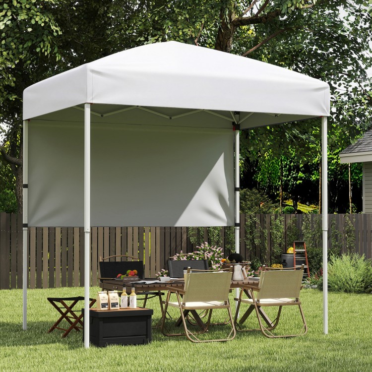 6 x 4 FT pop-up canopy tent in white with half sidewall, ideal for outdoor events, camping, and picnics.