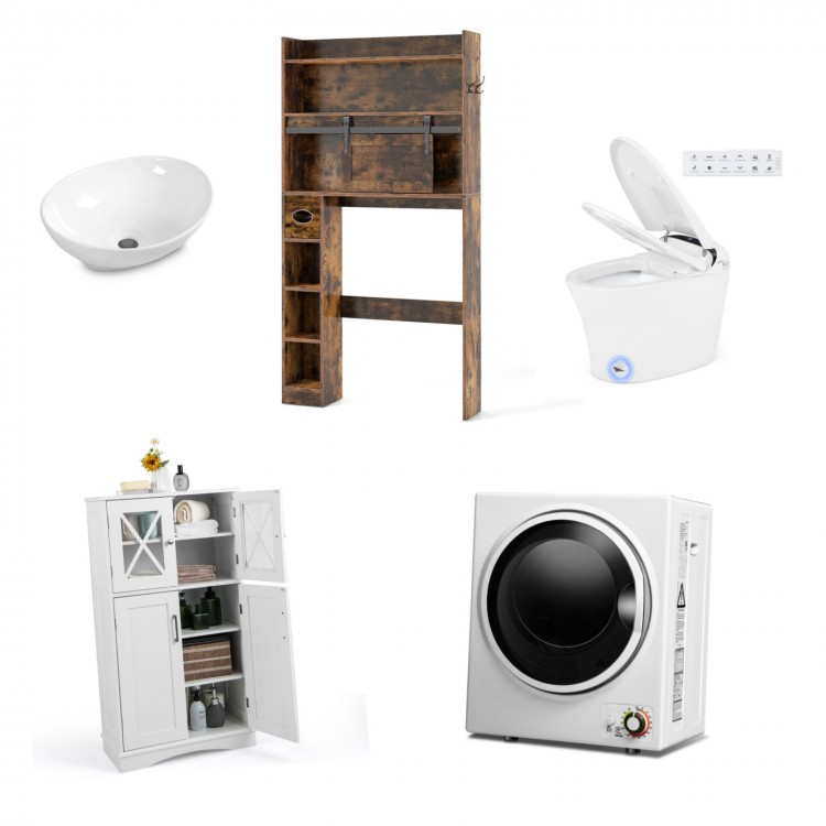 Over-the-toilet cabinet with three adjustable shelves, made from durable MDF, perfect for maximizing bathroom storage.