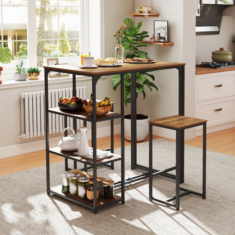 3-Piece Bar Table Set for 2 Bar-Height Dining Table with 2 Stools - Gallery View 2 of 11