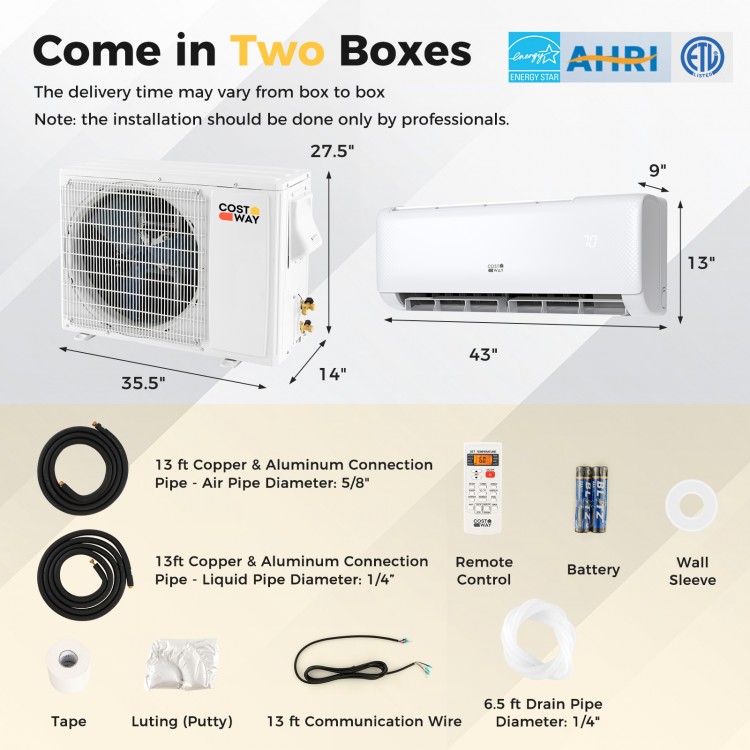 Ultra-Quiet 24000 BTU Mini Split system with remote control, designed for efficient cooling and heating up to 1500.