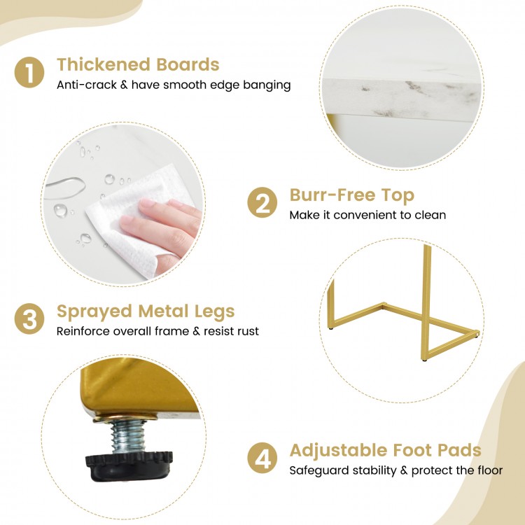 Three-piece multifunctional coffee end table set in white with smooth surface, stackable design, and adjustable foot.